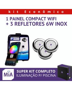Kit 3 Leds Para Piscinas (6w RGB Inox 60mm SMD) + Painel De Comando Compact Wifi