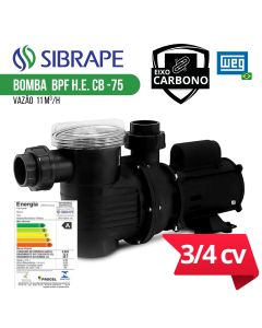 Bomba para piscina 3/4cv Sibrape WEG EIXO Carbono BPF H.E 75
