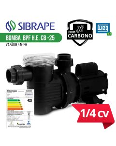 Bomba para piscina 1/4cv Sibrape WEG EIXO Carbono BPF H.E 25 