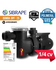 Bomba para piscina 1/4cv Sibrape WEG Polimeral EIXO Carbono BPF