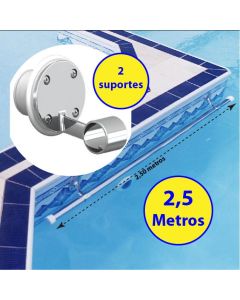 Corrimão Barra para piscinas 2,5 metros + 2 suportes internos fixação - Sodramar