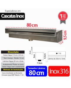 Cascata de Embutir Aço Inox 316 80cm Marol