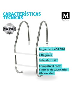 Escada Piscinas Tradicional 2 Degraus ABS
