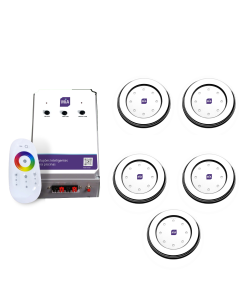 Kit 5 Leds Para Piscinas (24w RGB Inox 150mm) + Painel De Comando 