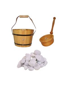 kit Balde + Concha + Pedra Dolomita para Sauna Seca