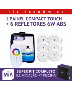 Kit 6 Leds Para Piscinas (6w RGB ABS 68mm SMD) + Painel De Comando Compact Touch