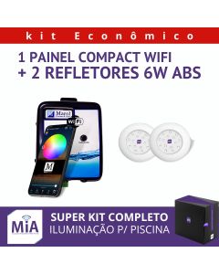 Kit 2 Leds Para Piscinas (6w Azul ABS 68mm SMD) + Painel De Comando Compact Wifi