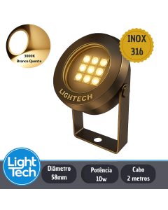 Jet Tiny Led Slim 10w inox Branco Quente Light Tech