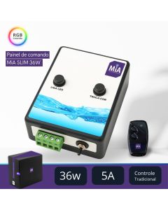 Painel Comando led piscina 36W 5a RGB Controle Remoto Mia Slim