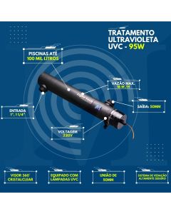Tratamento Ultravioleta UVC para piscina até 144.000 - 95w 