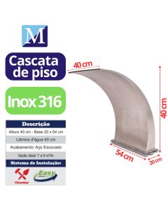 Cascata para Piscina Wave Pequena 40 cm Aço Inox 316
