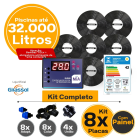 Kit aquecimento Solar piscinas até 32.000 L com CDT (8 PLACAS)