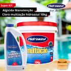 kit Cloro multiação 10kg + Algicida de manutenção Hidroazul 1litro