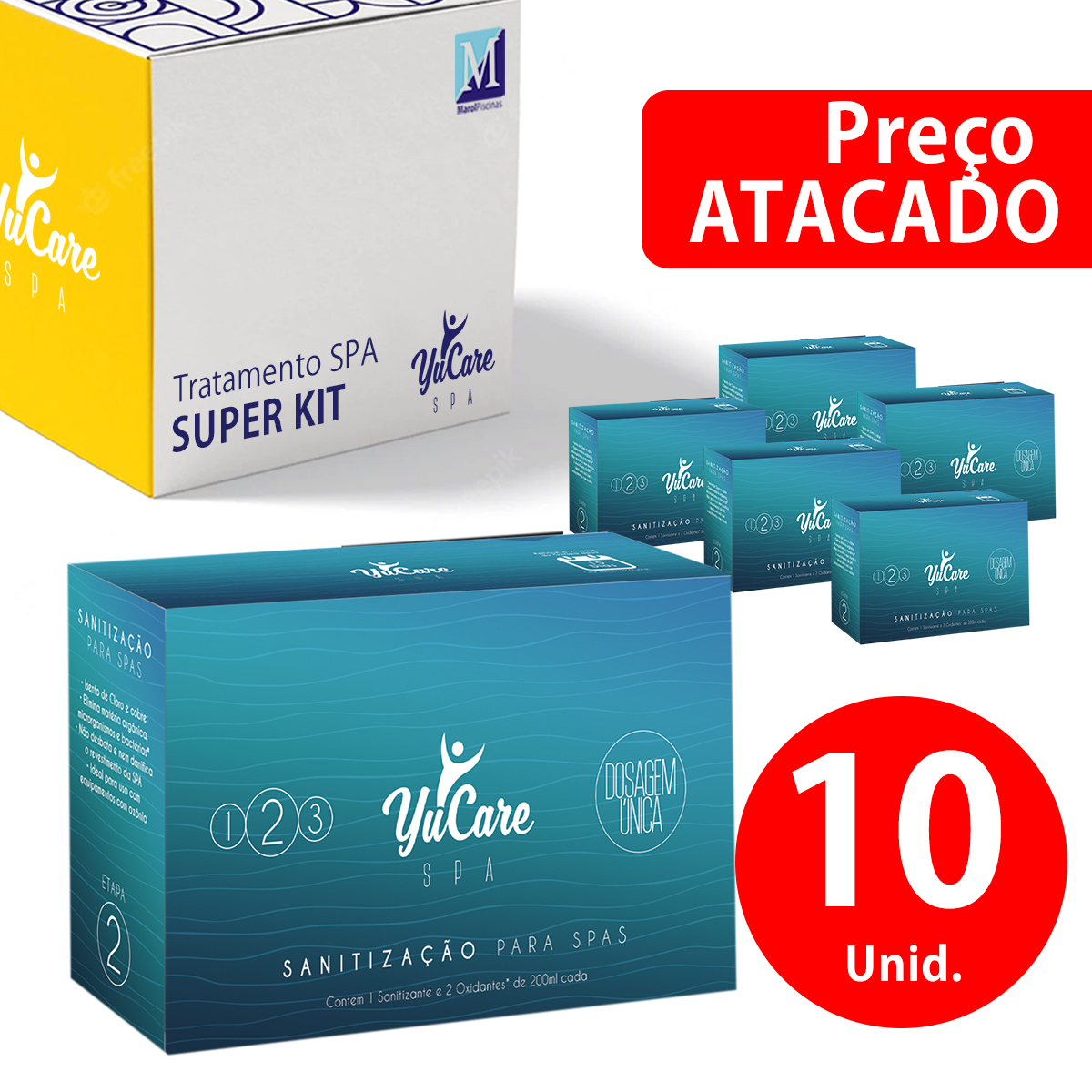 Kit Luxo Yucare 1 Sanispa 2 Oxispa (10 unidades) Marol Piscinas